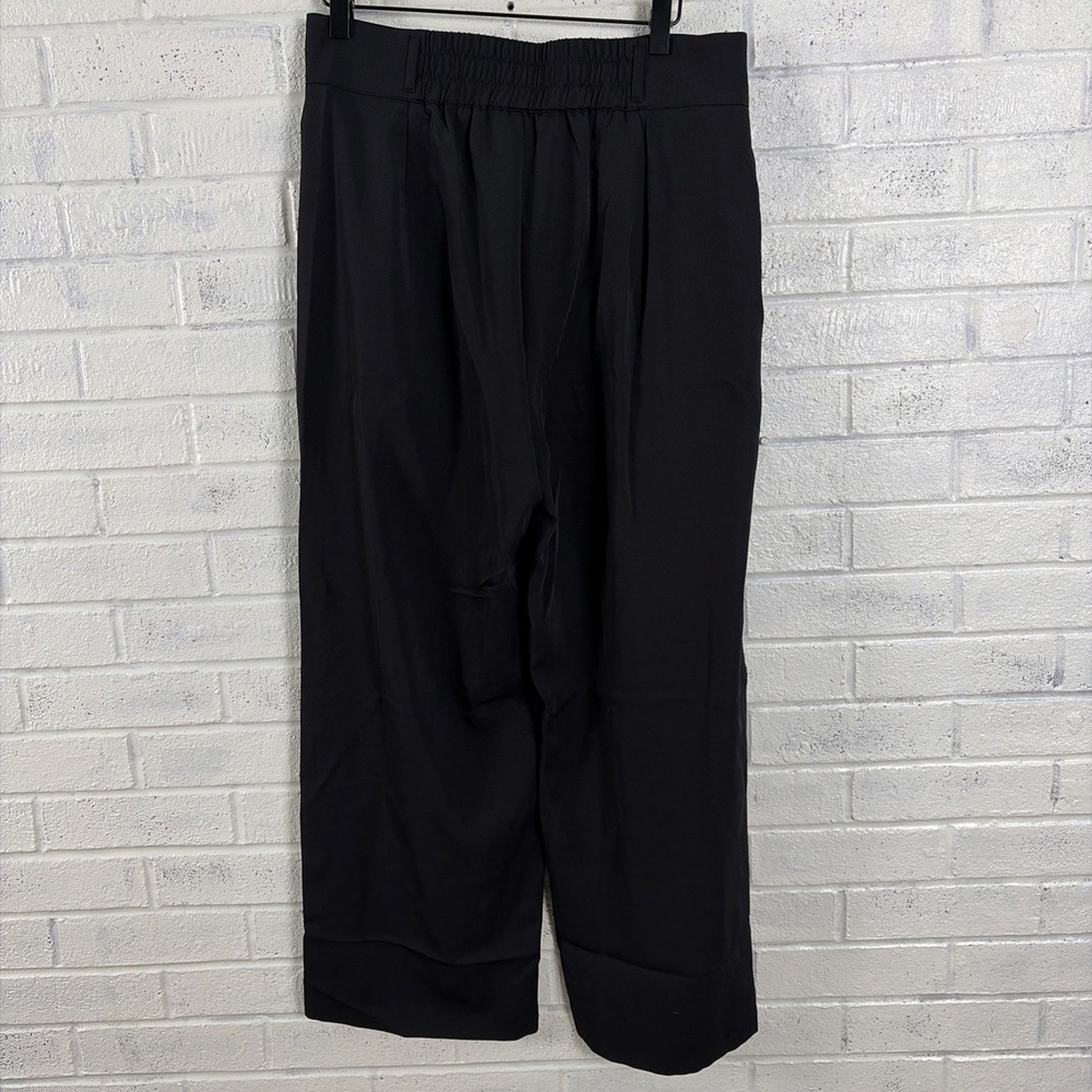 Halara Pants Womens Petite L Black Pleated Wide Leg Pockets Career - Picture 2 of 13